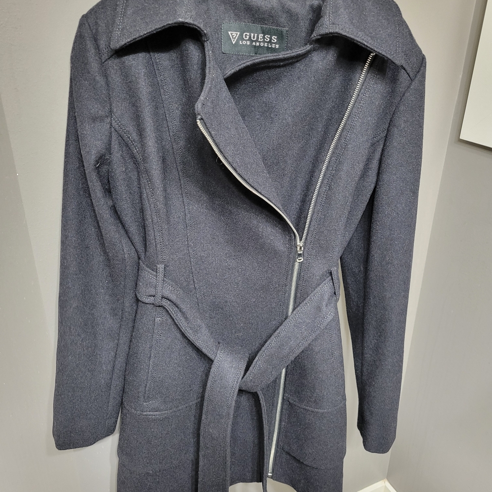 GUESS Women's Charcoal Belted Trench Coat